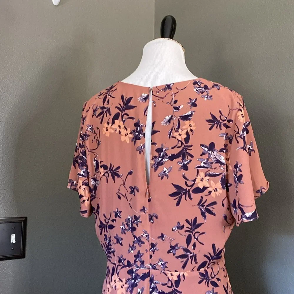 Express Shirt Sleeve Mini Dress faux Wrap front Mauve and Purple